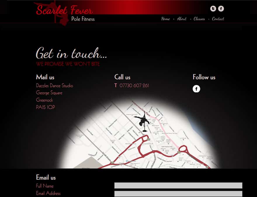 contact and map page design for business website