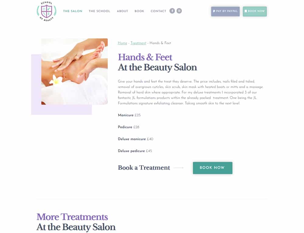 online beauty treatment booking website