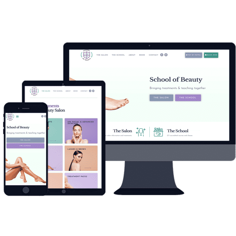 responsive website design for School of Beauty business