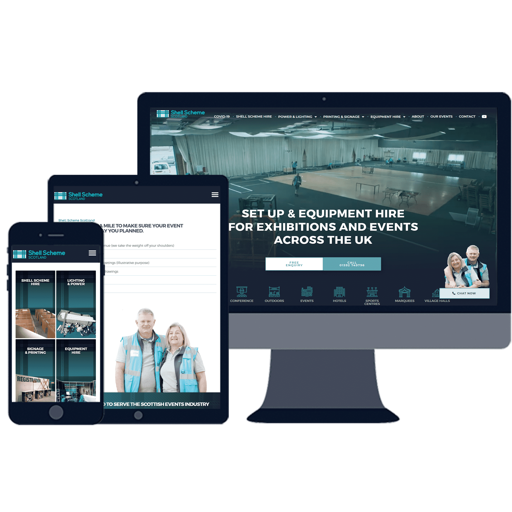 mobile friendly website design for events and equipment hire business