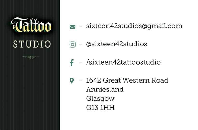 Business card design for tattoo studio