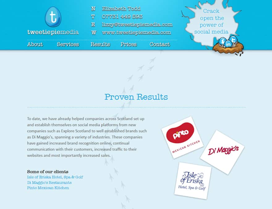 single page mini website for new business
