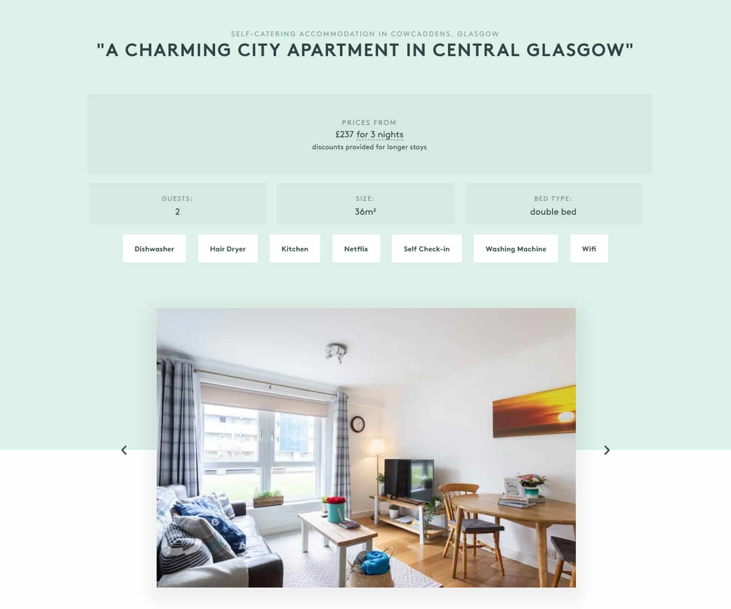 web design in Glasgow for self-catering accommodation
