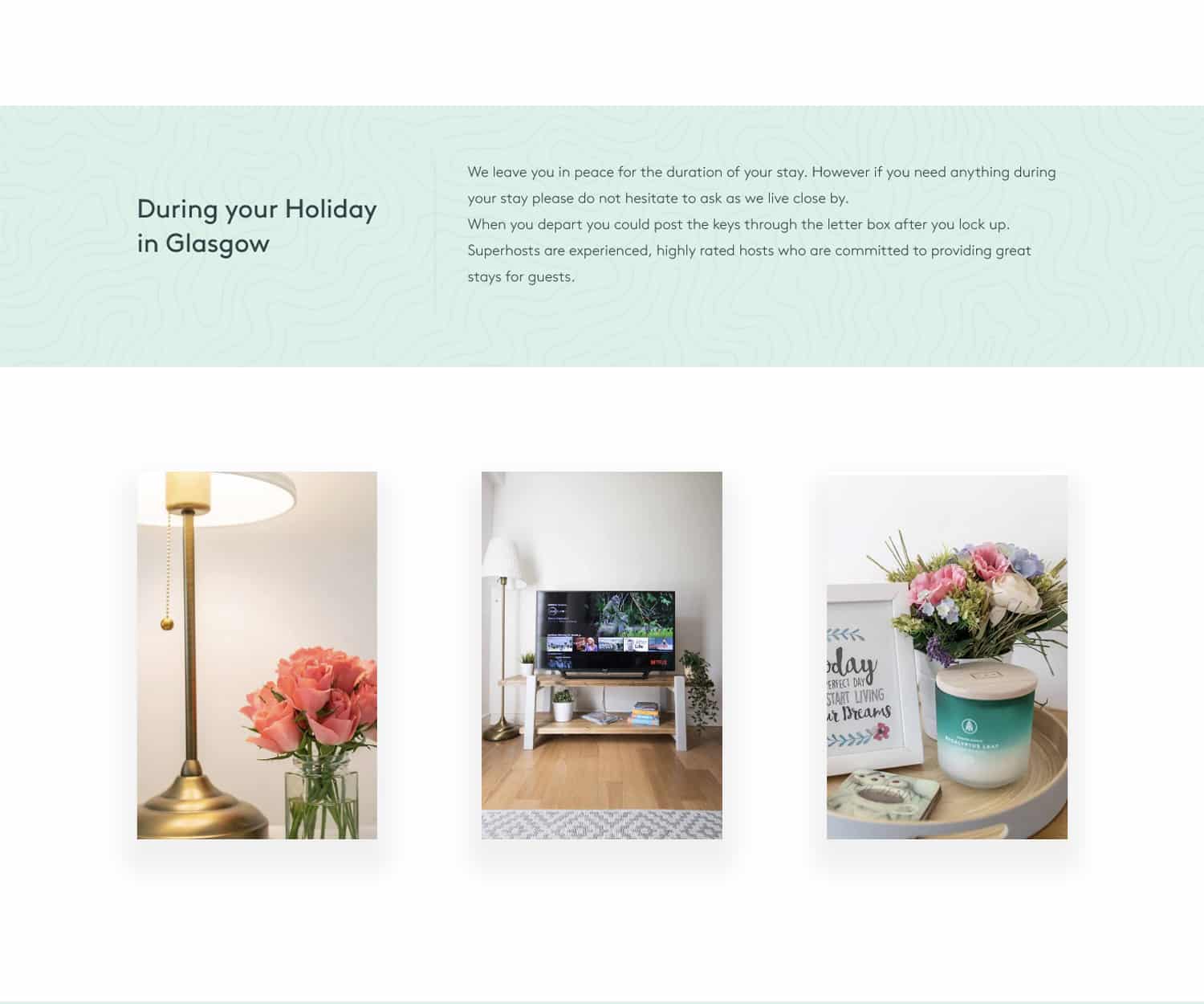 web design for holiday home in Glasgow