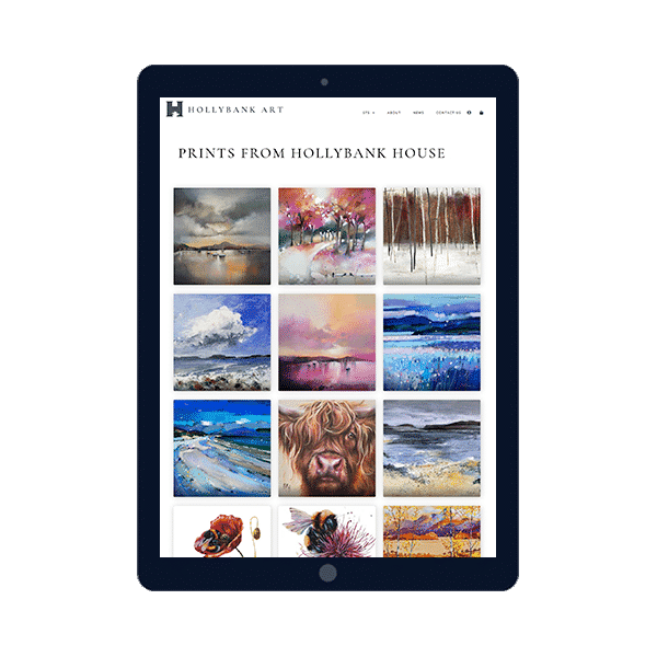 Design of gallery website on tablet device